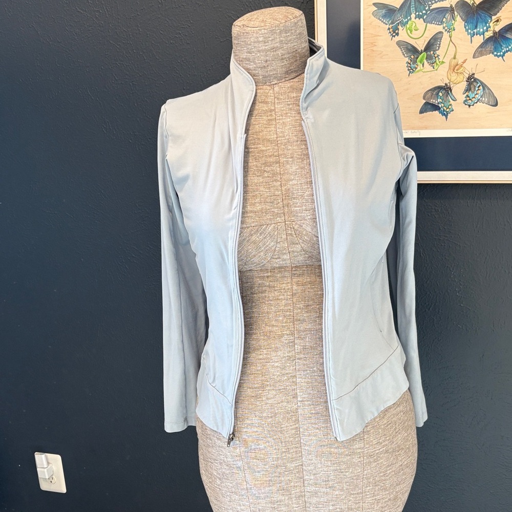 Patagonia Light Blue Grey Women's Morning Glory Zip Front Jacket Size Large